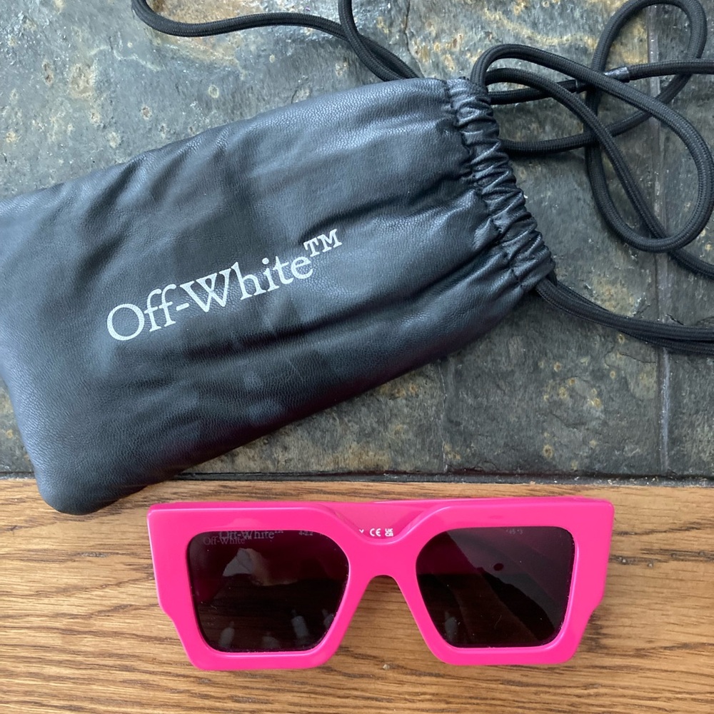 Off-White Pink Chunky Frame Sunglasses